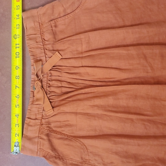 burnt orange linen midi skirt - Picture 3 of 4